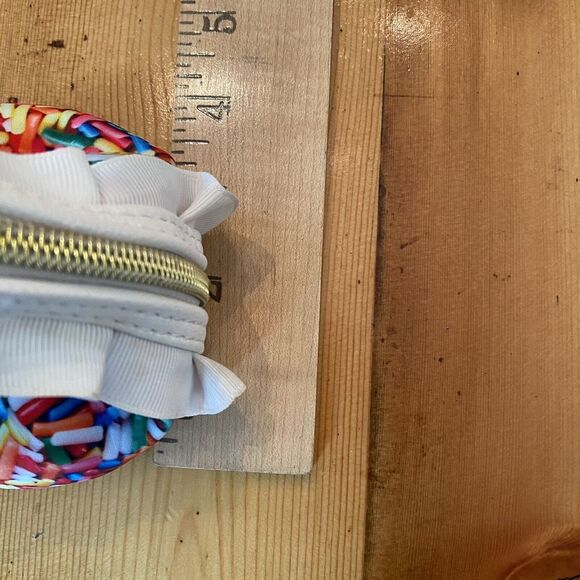 Betsy Johnson Rainbow Sprinkles Half Round Cosmetic Bag Coquette Feminine Ruffle - Picture 10 of 11